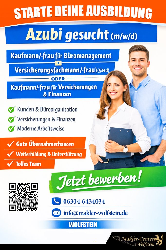 Azubi gesucht! Starte deine Karriere beim Makler-Center Wolfstein