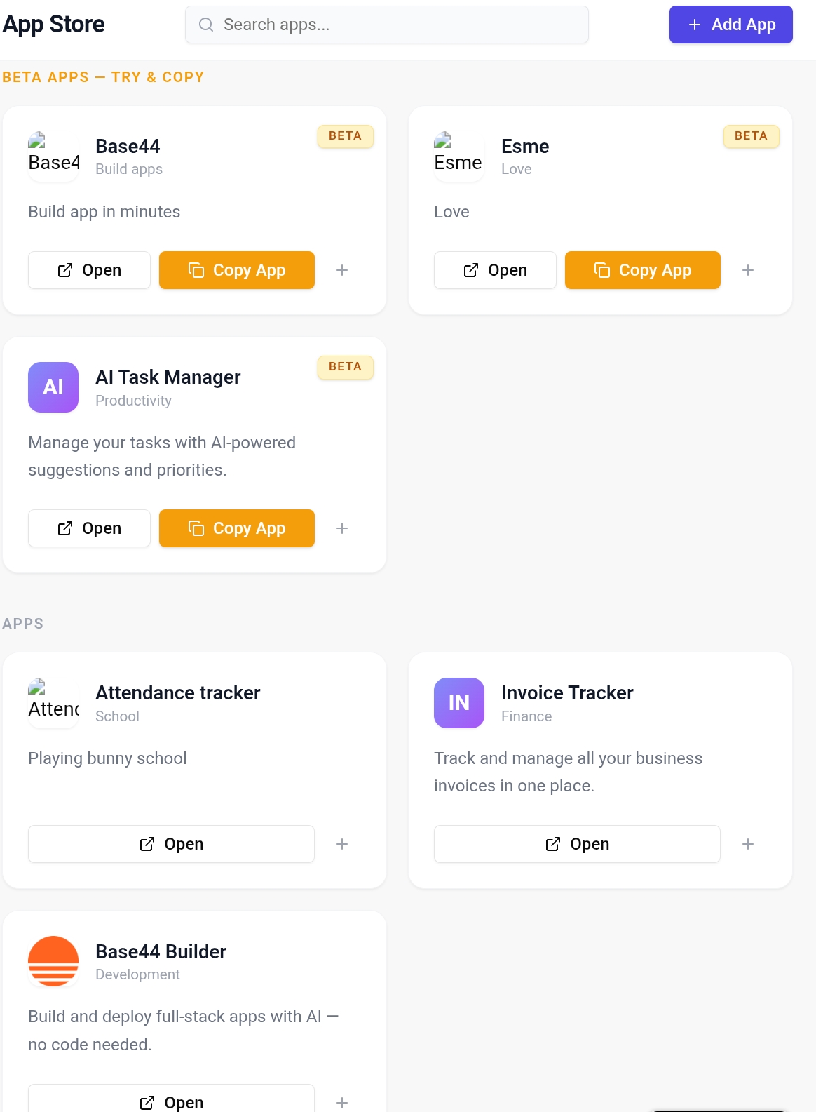 App hub template preview
