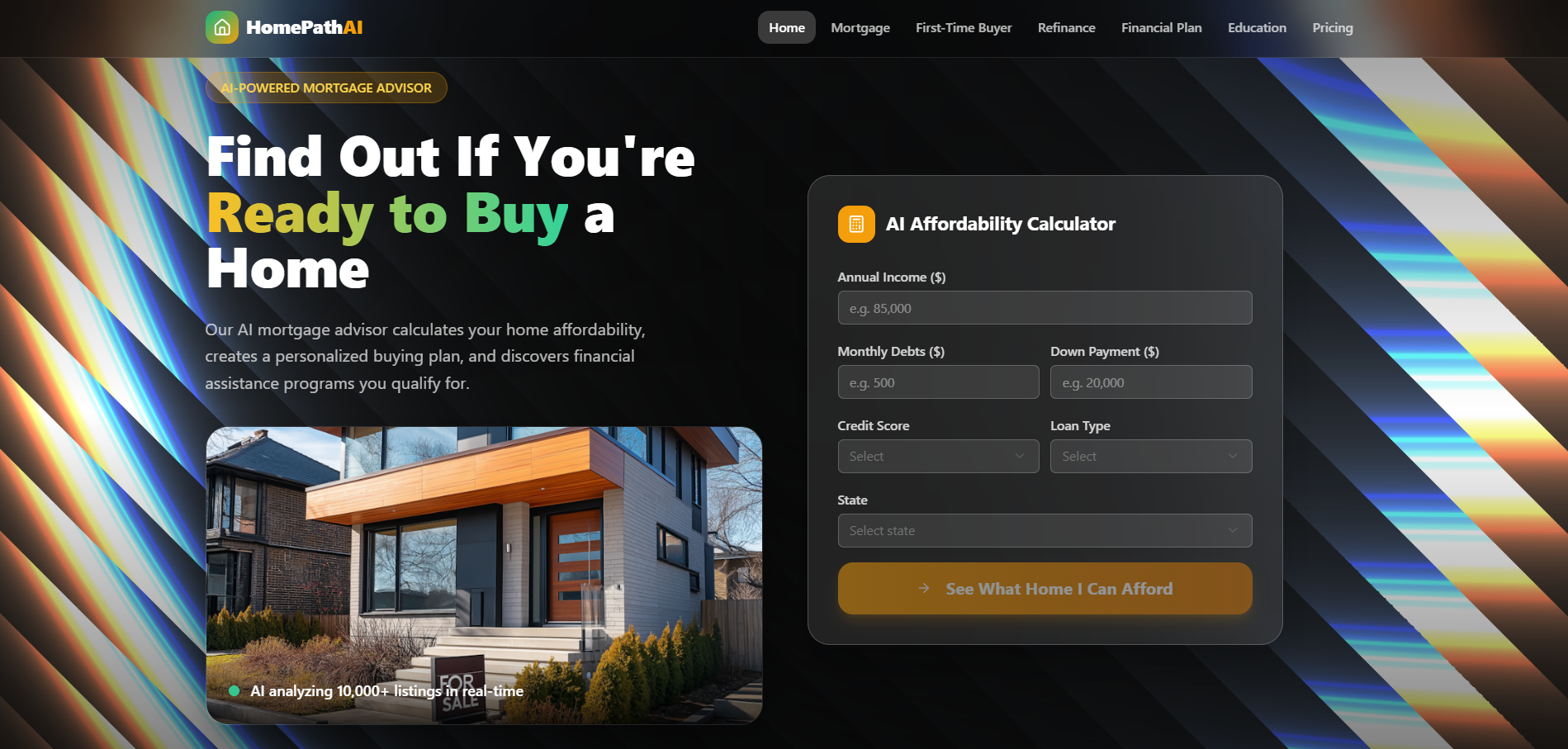 HomePathAI — AI Home Buying & Mortgage Planning Platform template preview