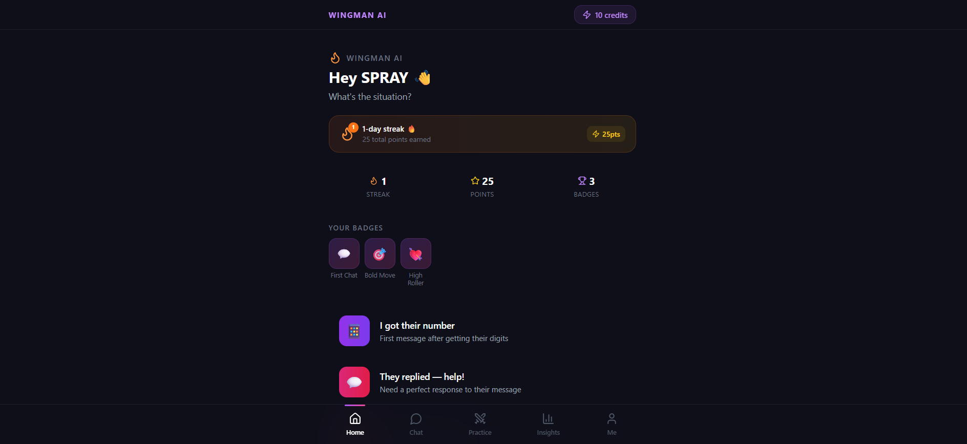 Wingman AI  Chat Coaching template preview