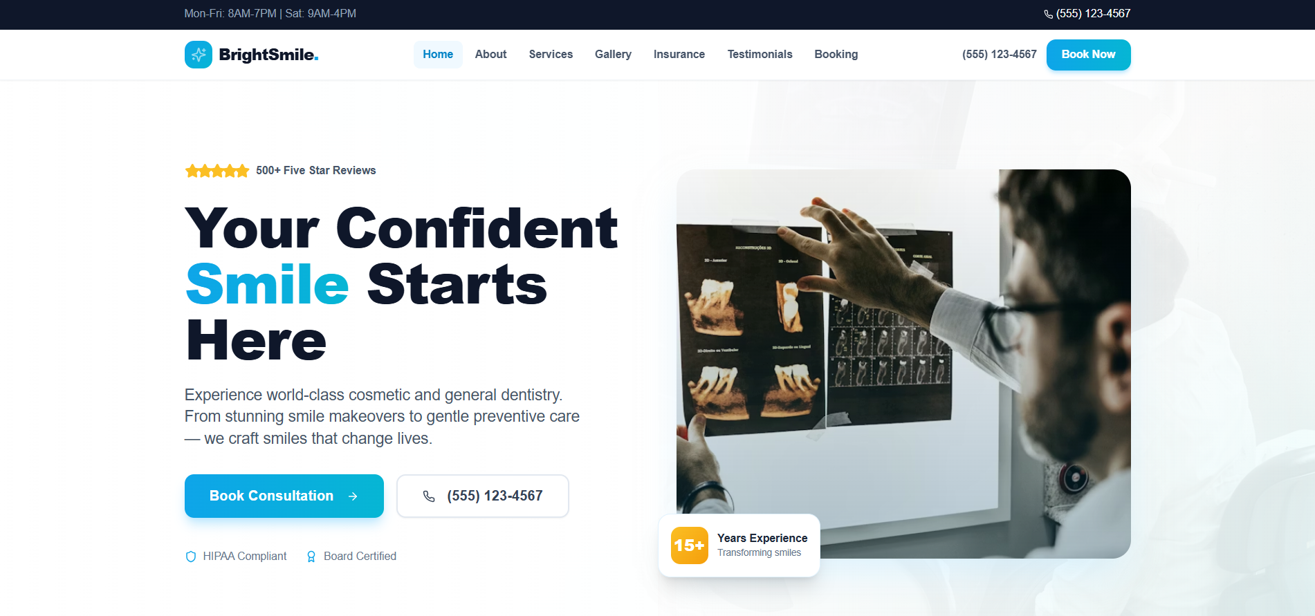 BrightSmile — Dental Clinic Website & Smile Cost Estimator template preview