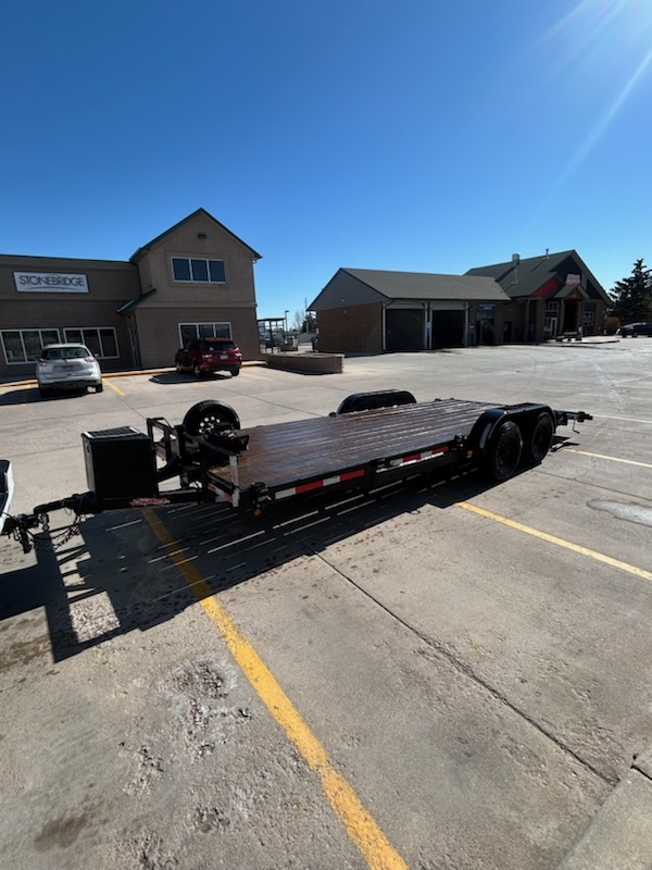 20ft car hauler trailer rental in Wellington CO — front angle