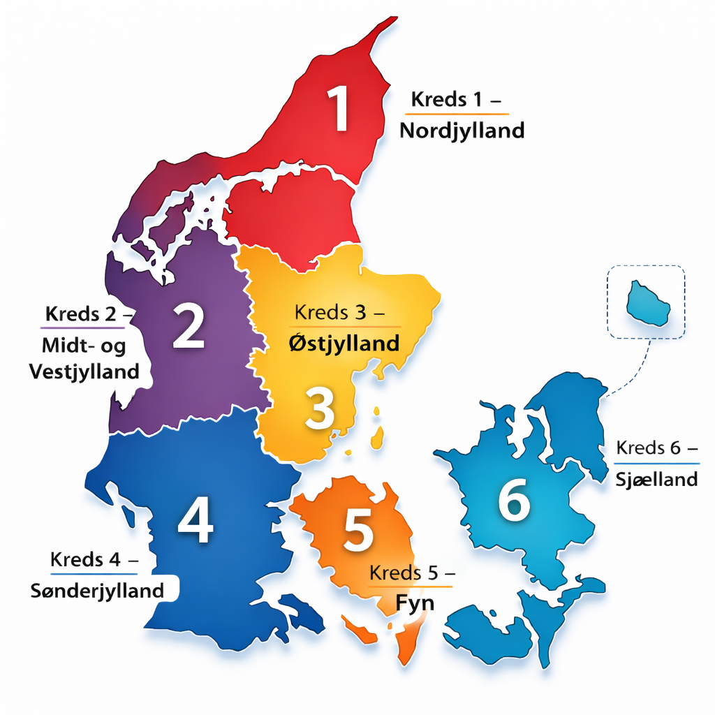 Danmarkskort opdelt i kredse
