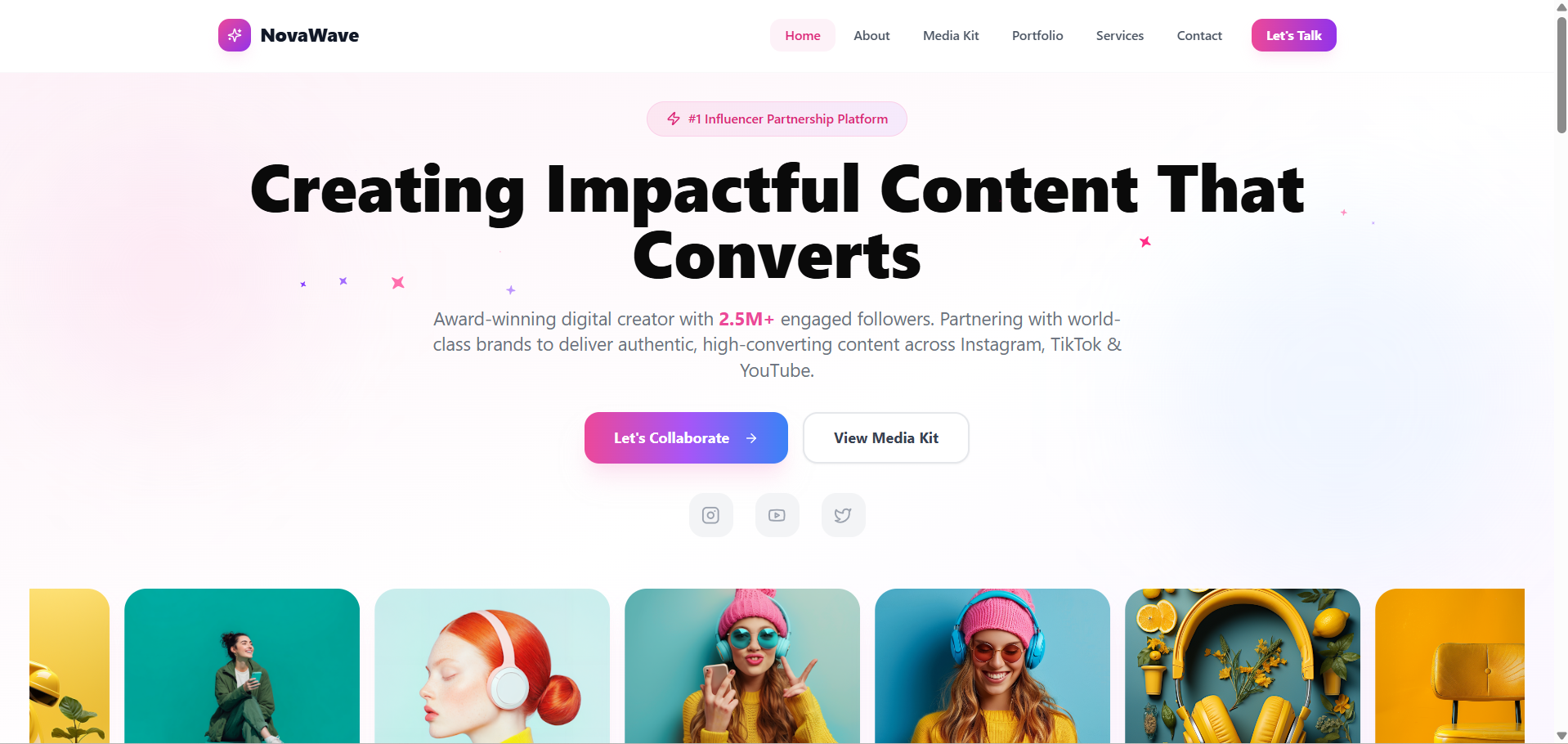 NovaWave — Influencer Media Kit & Brand Deal Rate Calculator template preview