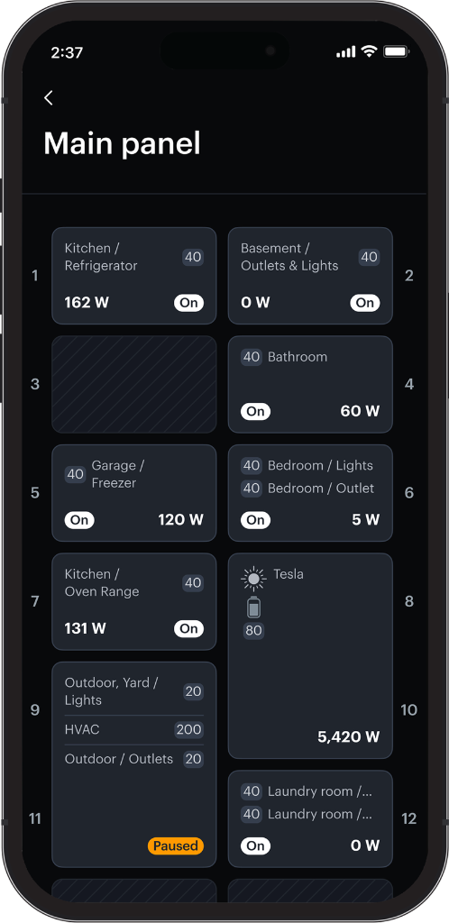SPAN app panel view