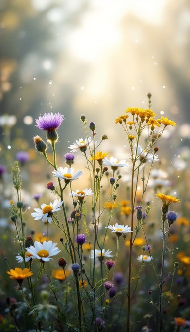 Wildflowers in natural meadow
