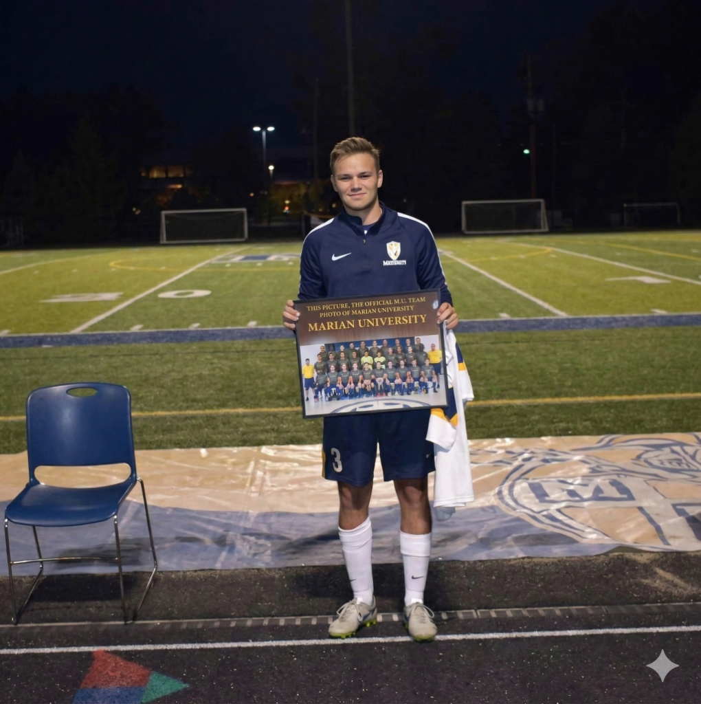 Liam Stratton — NAIA soccer player at Marian University, placed by Upper 90 College