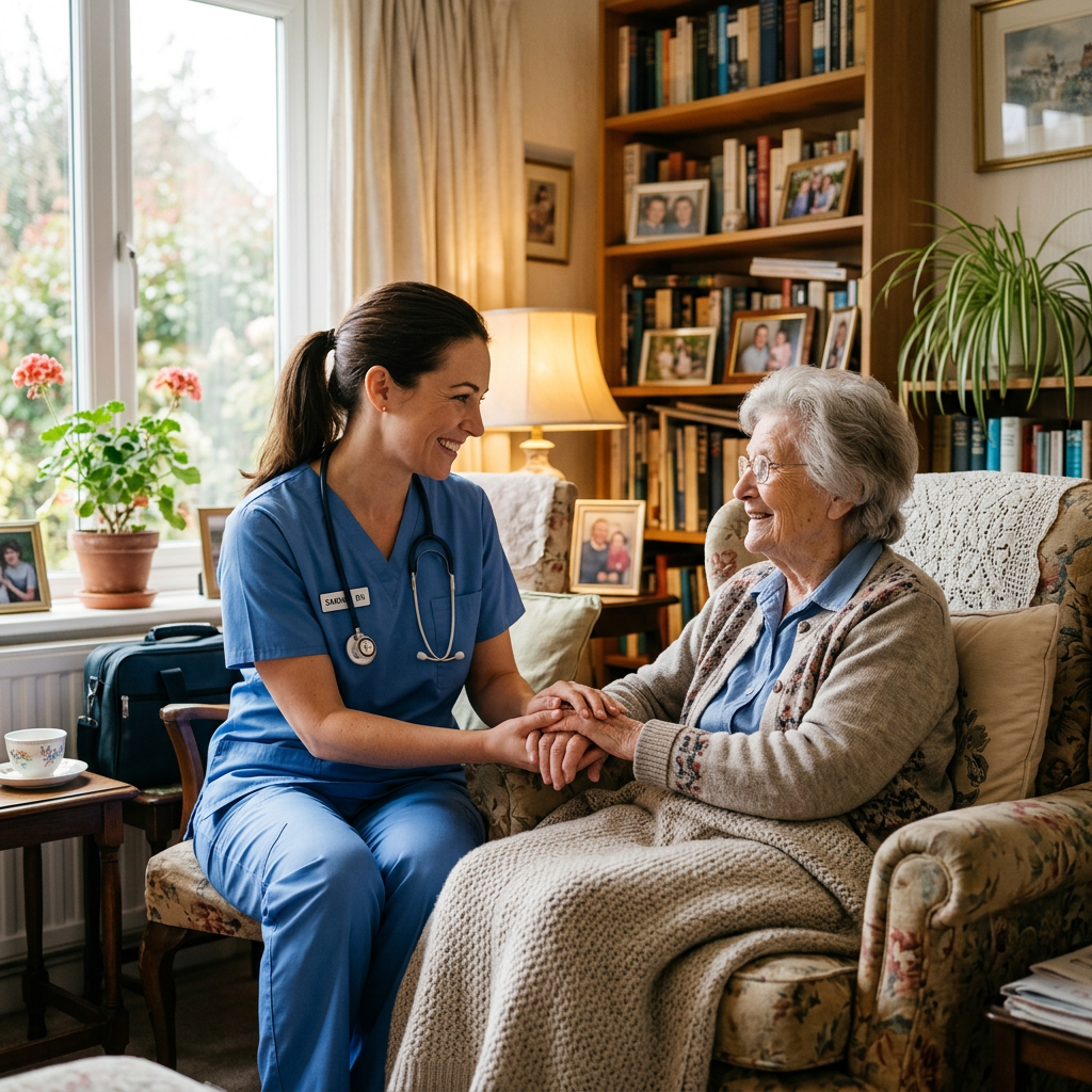 JonSan Home Health nurse providing in-home care to elderly patient in San Antonio TX