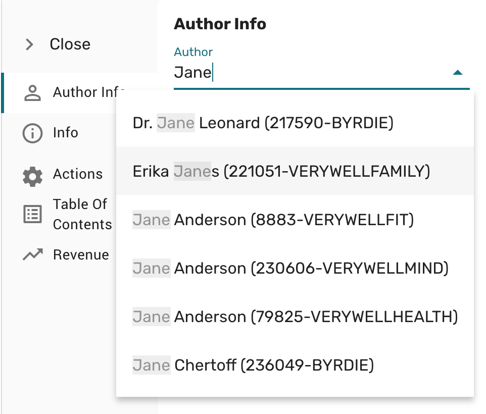 Greenhouse CMS - Author Info tab at the start of the project