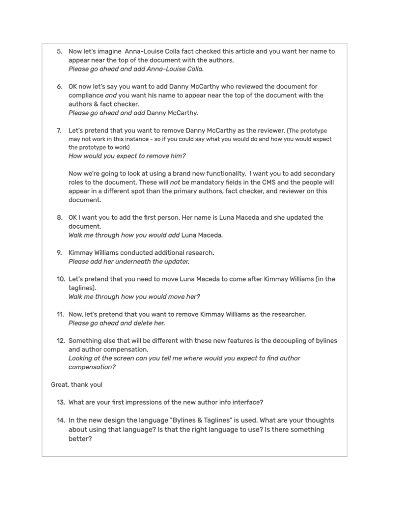 User testing document 3