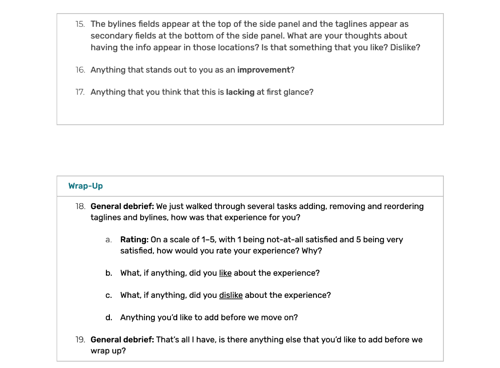 User testing document 4