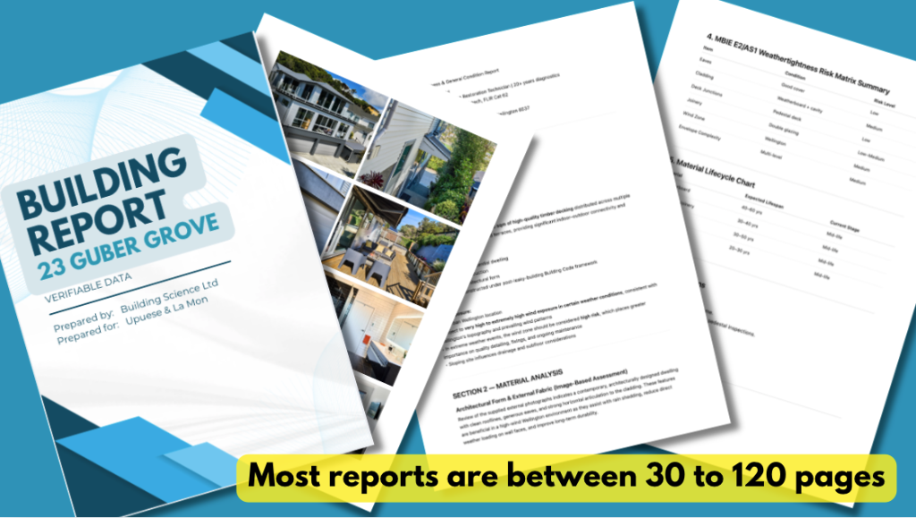 Building Science report example showing 30 to 120 pages
