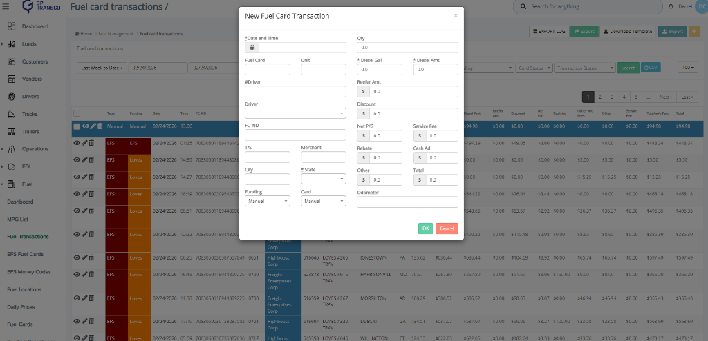 Fuel Card Integration