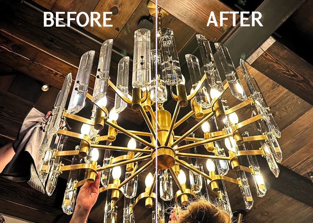 Professional chandelier cleaning services - detailed fixture cleaning in luxury homes