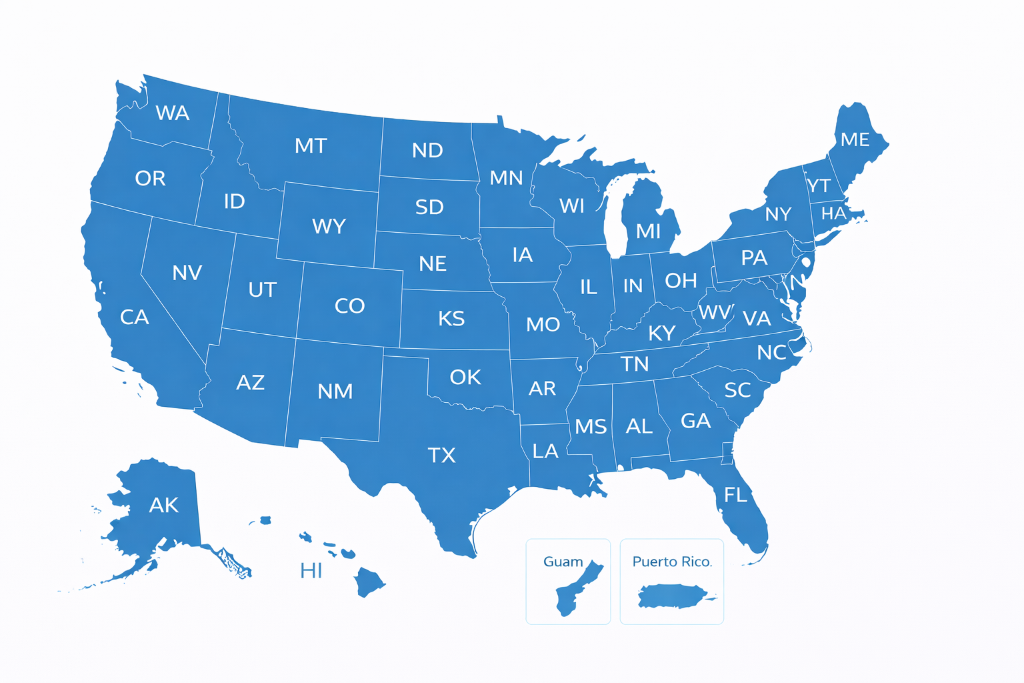 USA Map - Licensed and Appointed in All 50 States
