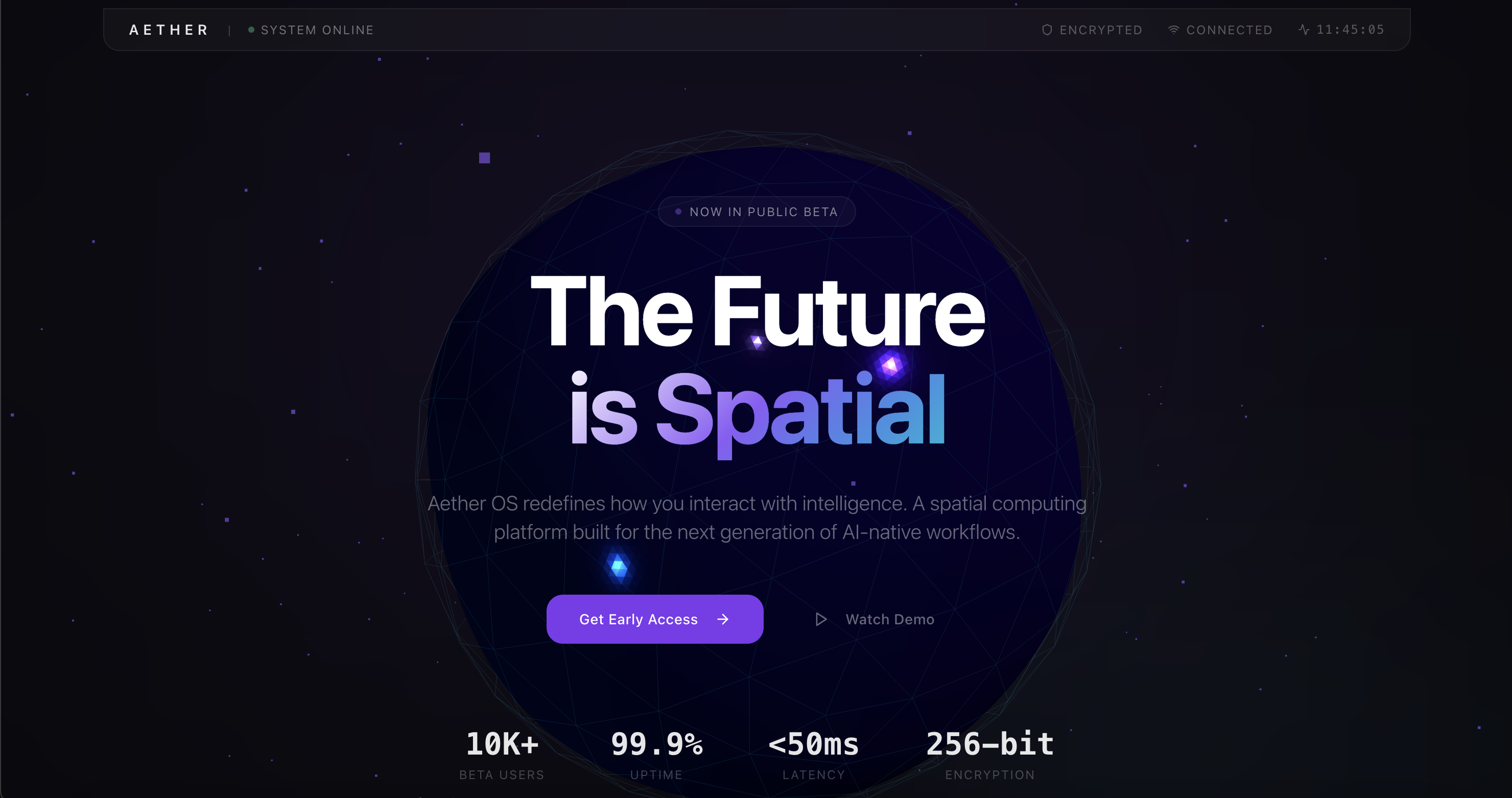 Aether OS template preview