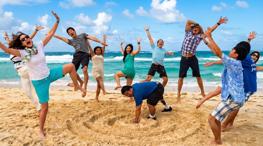 Alan with team at the beach