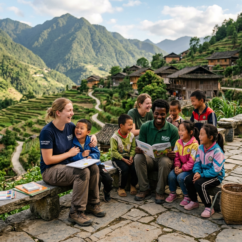 NGO program children in mountain village