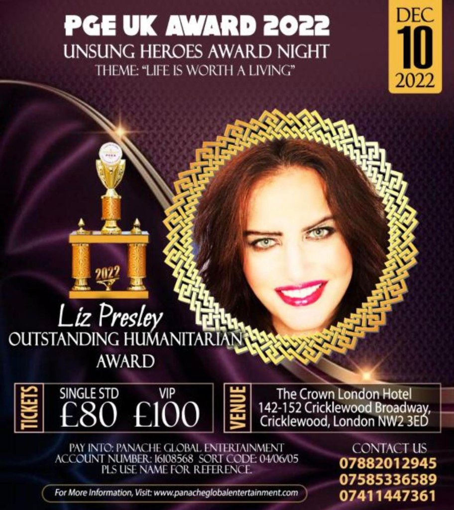 PGE UK Award 2022 — Liz Presley Outstanding Humanitarian Award