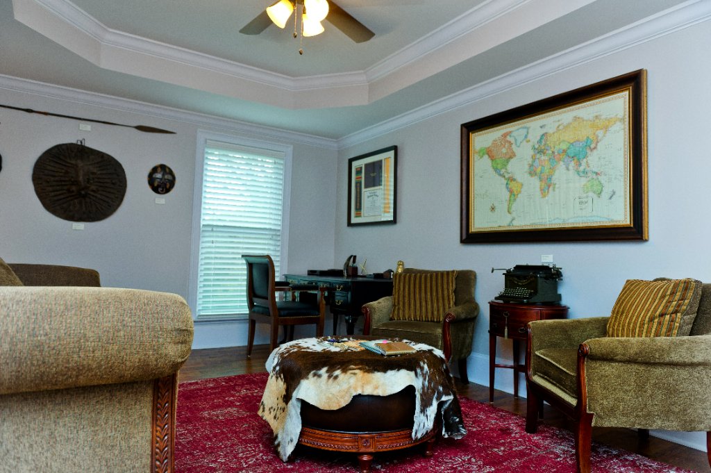 Executive office with vintage furniture and original architectural features
