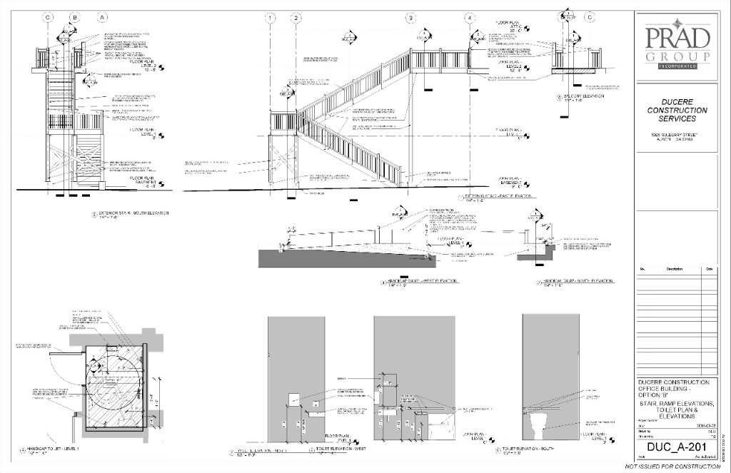Stair ramp elevations and platform details Historic Austell House accessibility drawings