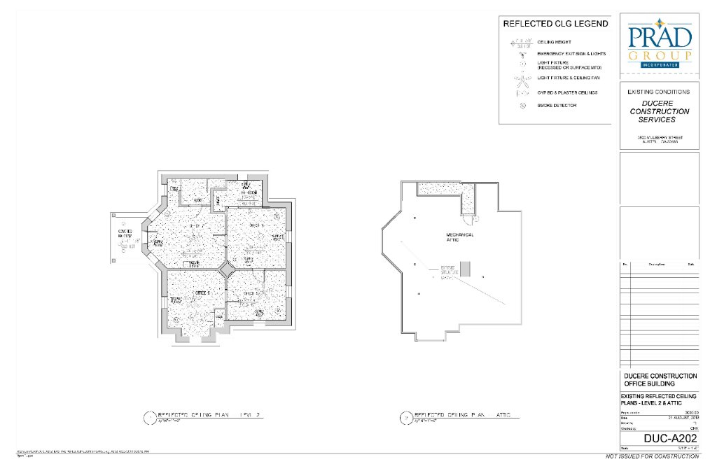 Reflected ceiling plans level 2 and attic Historic Austell House architectural plans