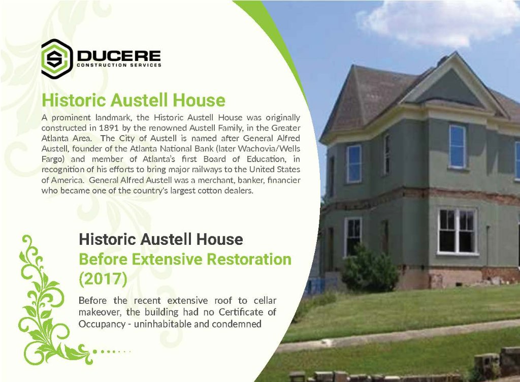 Historic Austell House before extensive restoration in 2017 - showing original condition