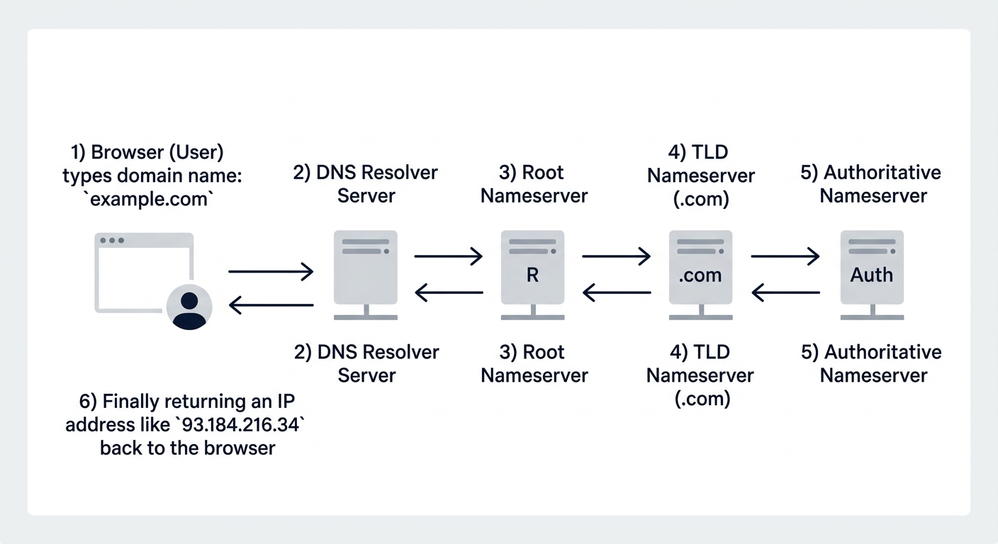 Diagram showing how DNS resolution works