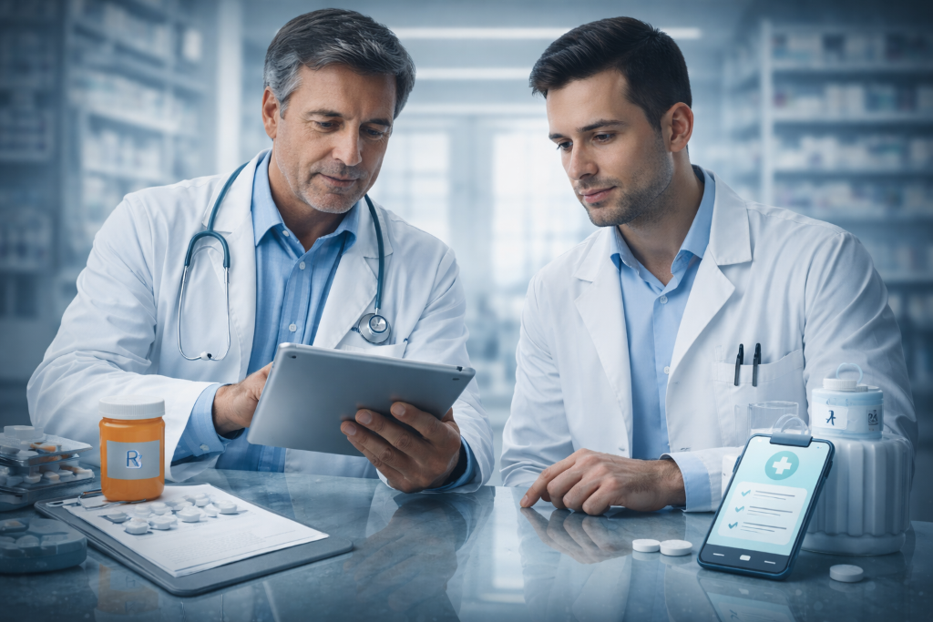 Healthcare professional in pharmacy