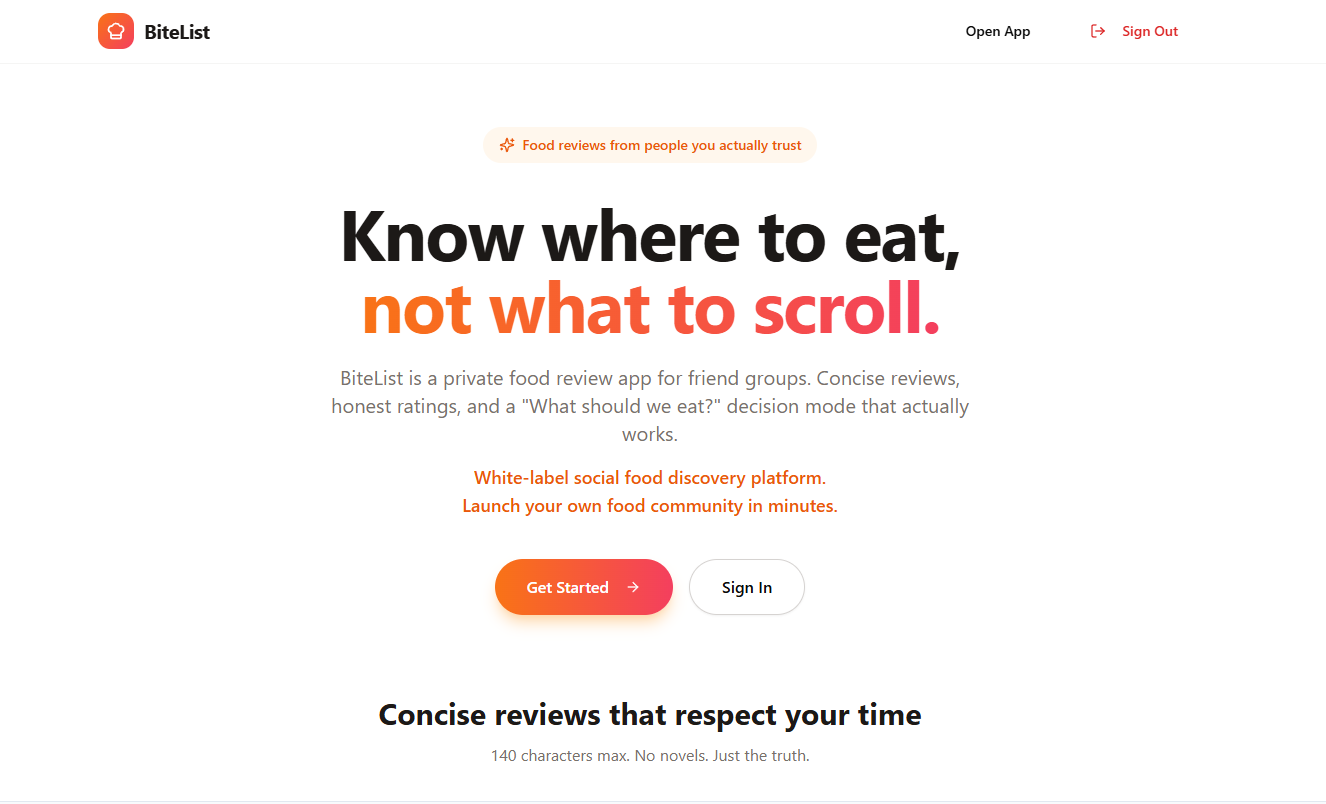 BiteList Review template preview