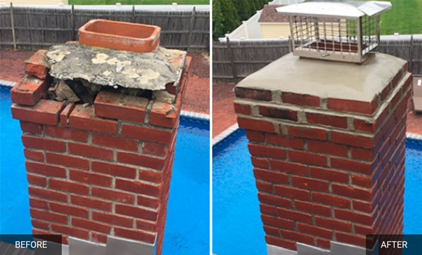 Chimney repair before and after