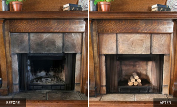 Fireplace restoration before and after