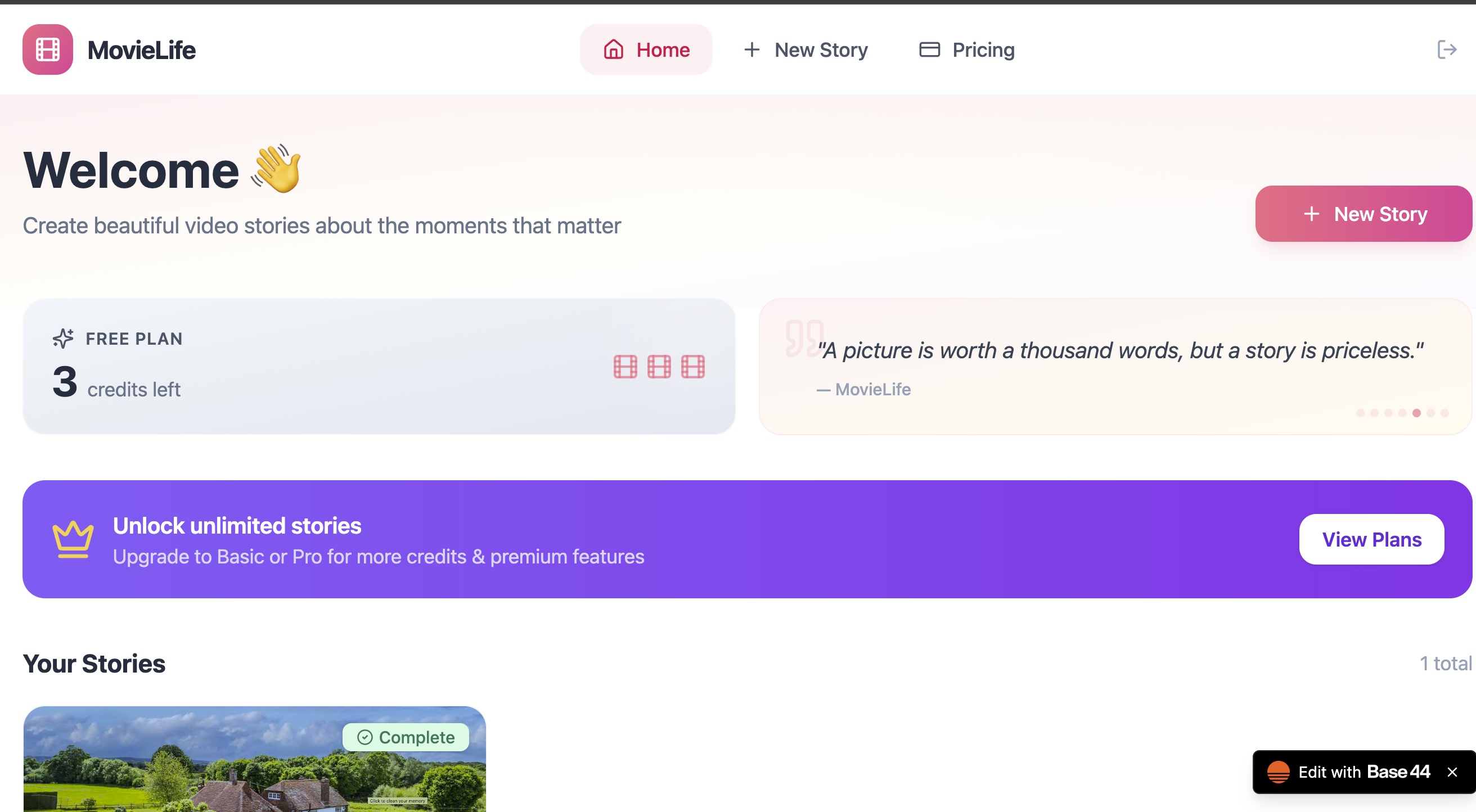 MovieLife Warm Story Builder APP template preview
