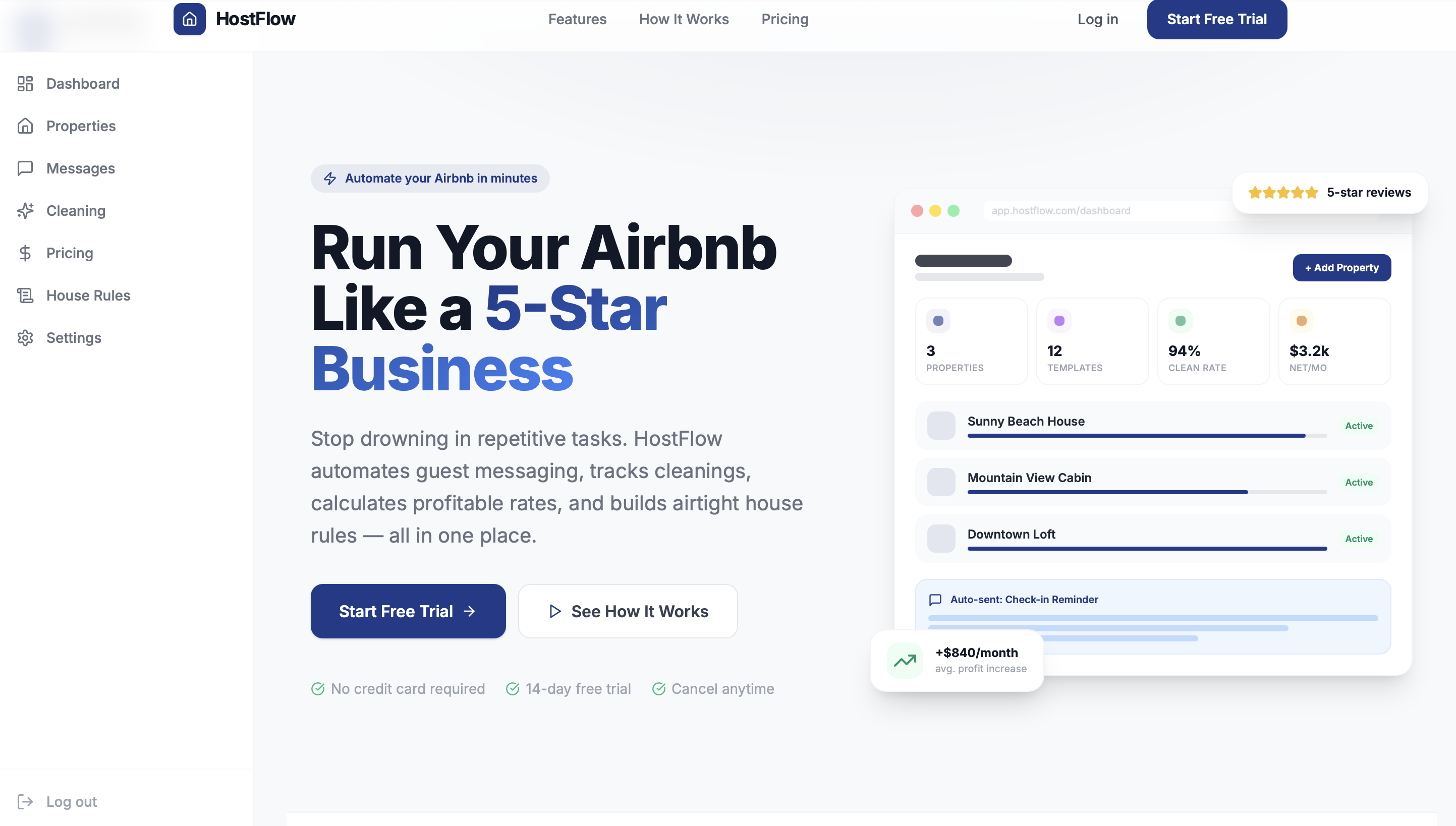 HostFlow template preview