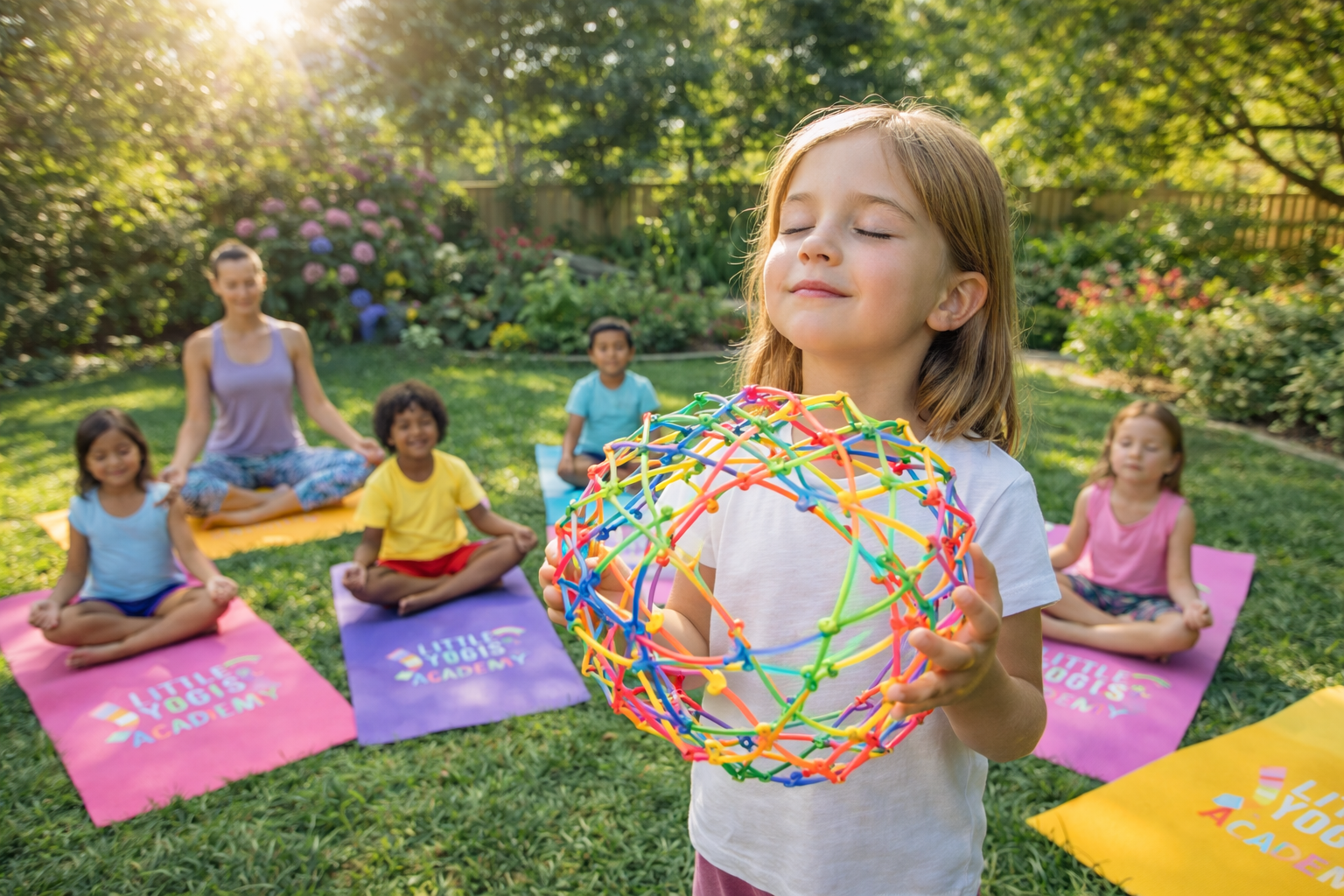 Kids doing yoga outside