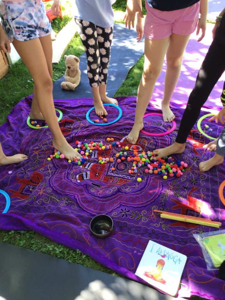 Backyard yoga class