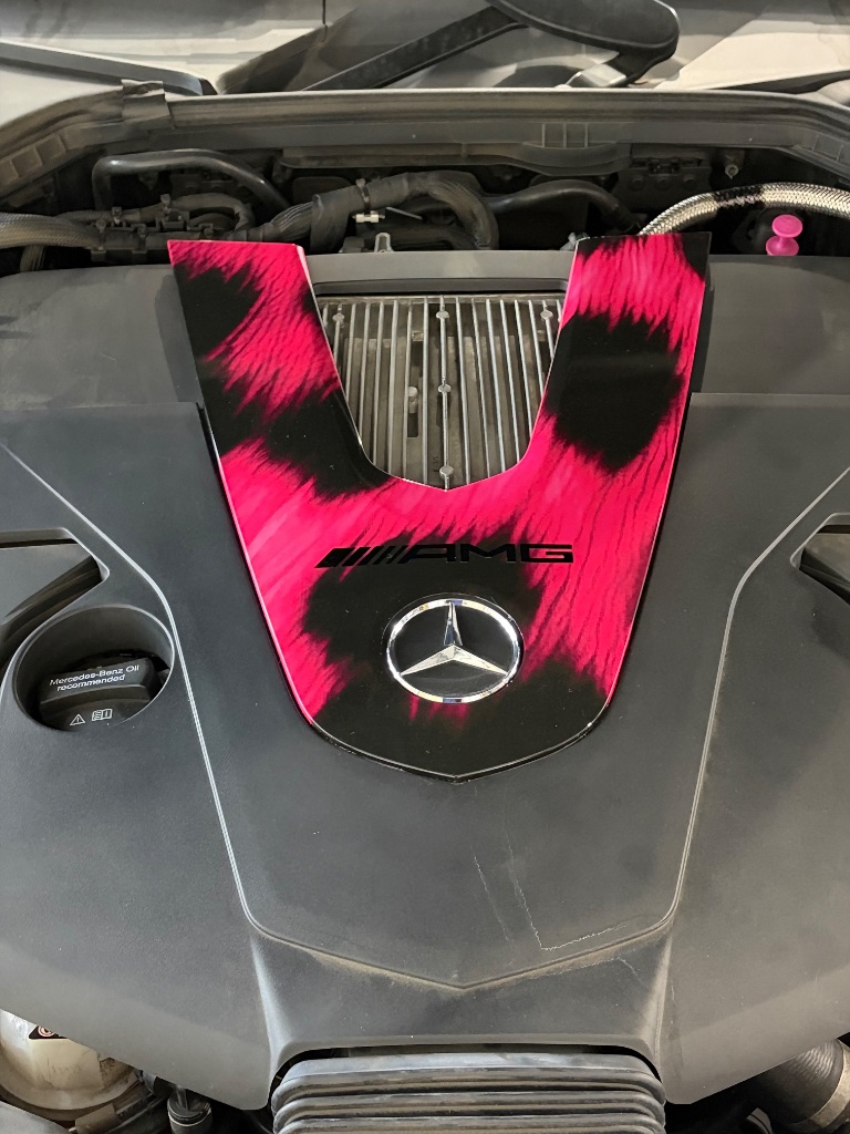 Pink Leopard Wrap — Engine Bay