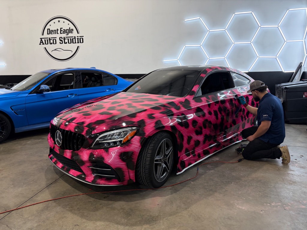 Pink Leopard Wrap — In Progress