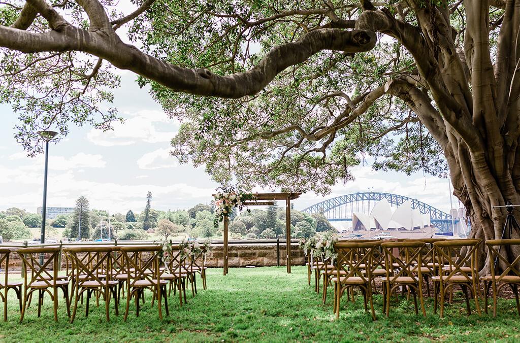 Royal Botanic Garden outdoor ceremony, Sydney Harbour Bridge