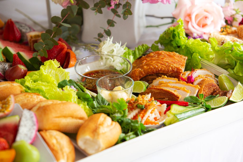 Elegant catering spread harbour view