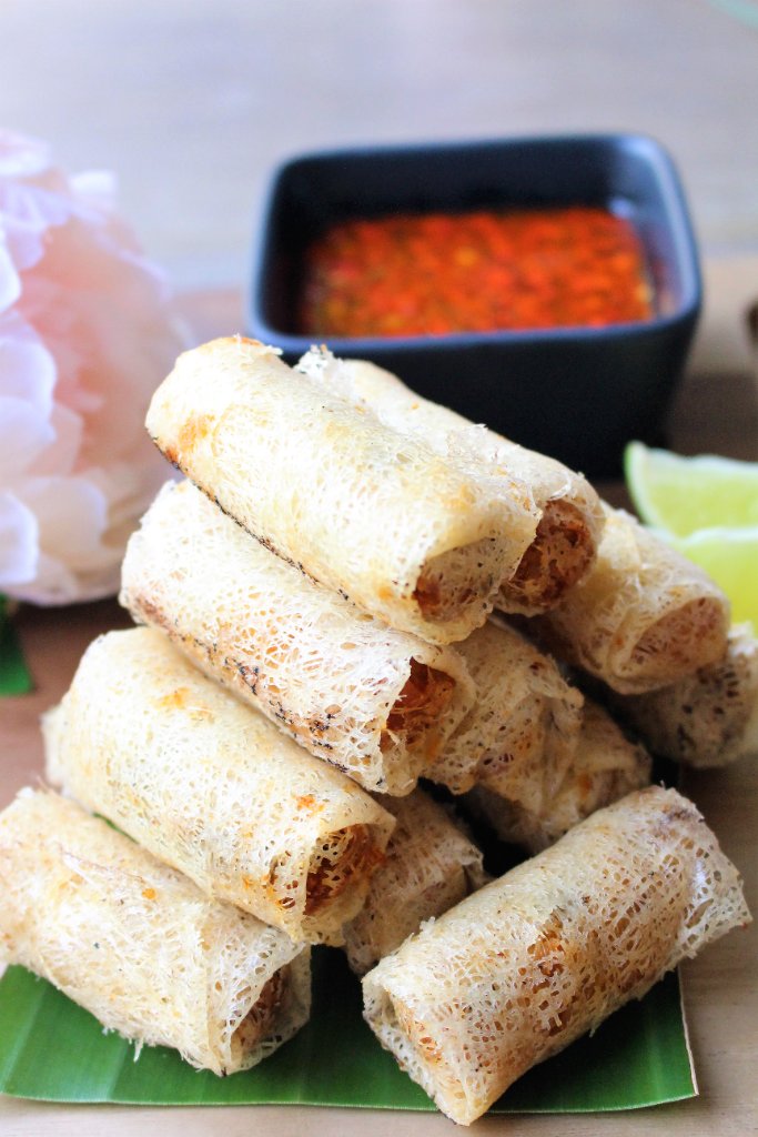 Chả Giò — netted spring rolls golden and crispy