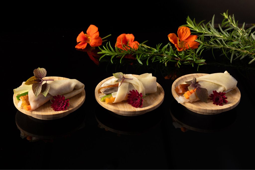 Black charcoal canapes at Greenhouse