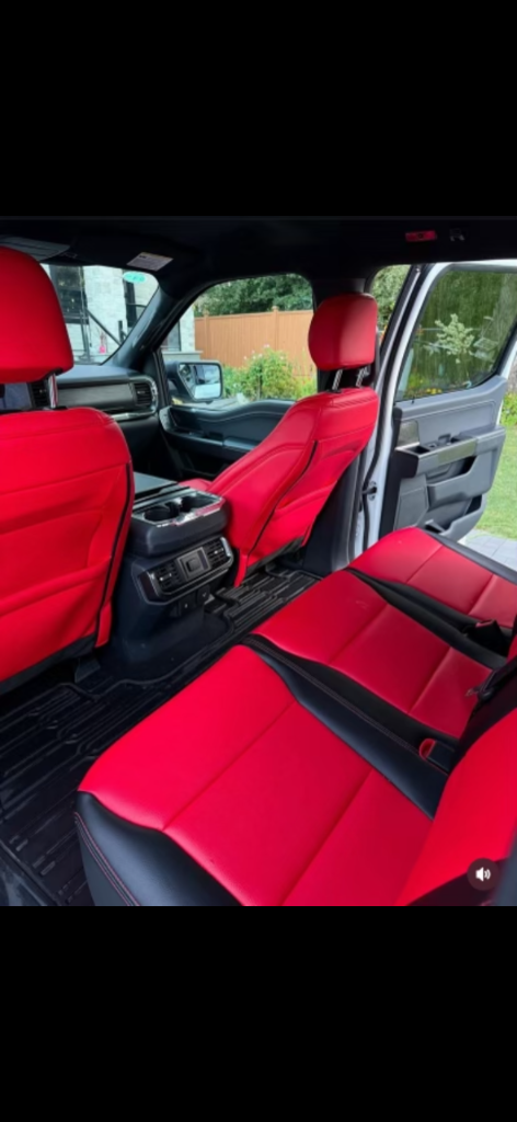 Truck red interior after cleaning and detailing