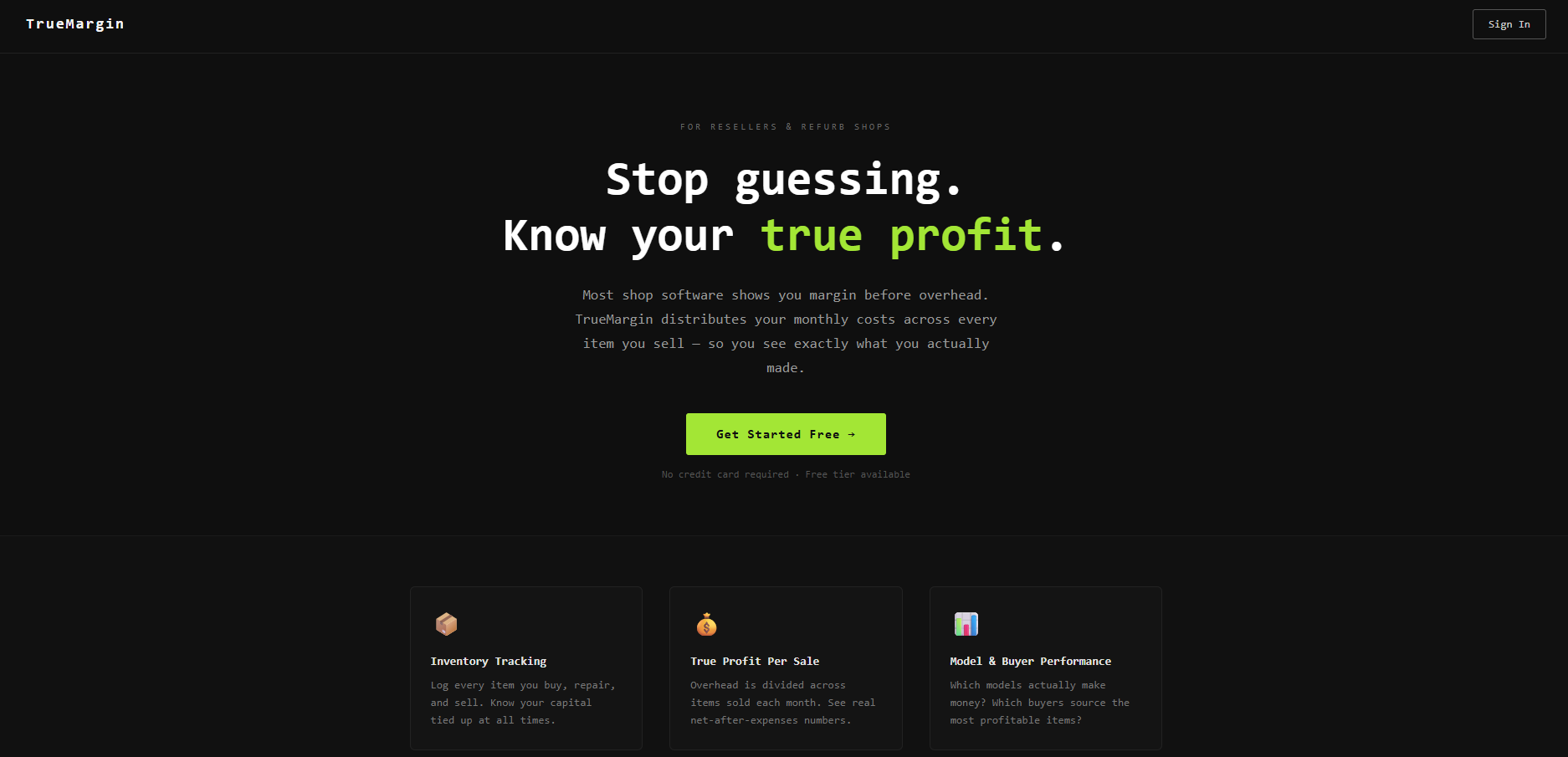 TrueMargin template preview