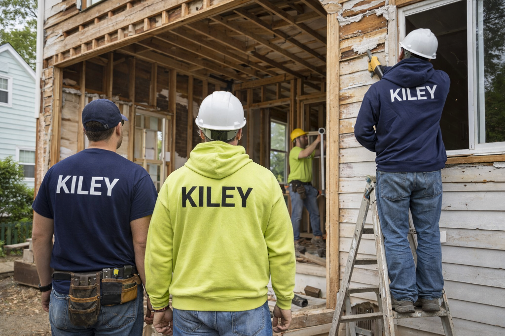 KILEY construction crew working on a rehab project