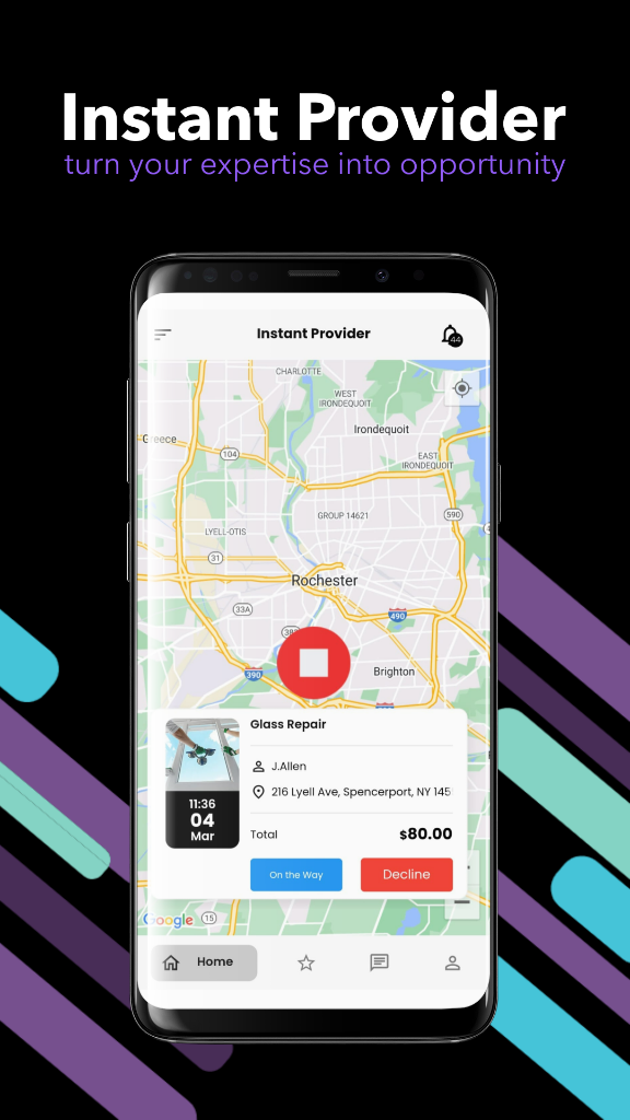 Instant Provider App — See nearby job requests on the map
