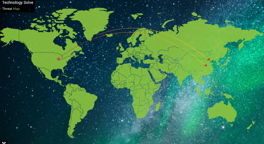 Technology Solve Threat Map — Live SOC monitoring