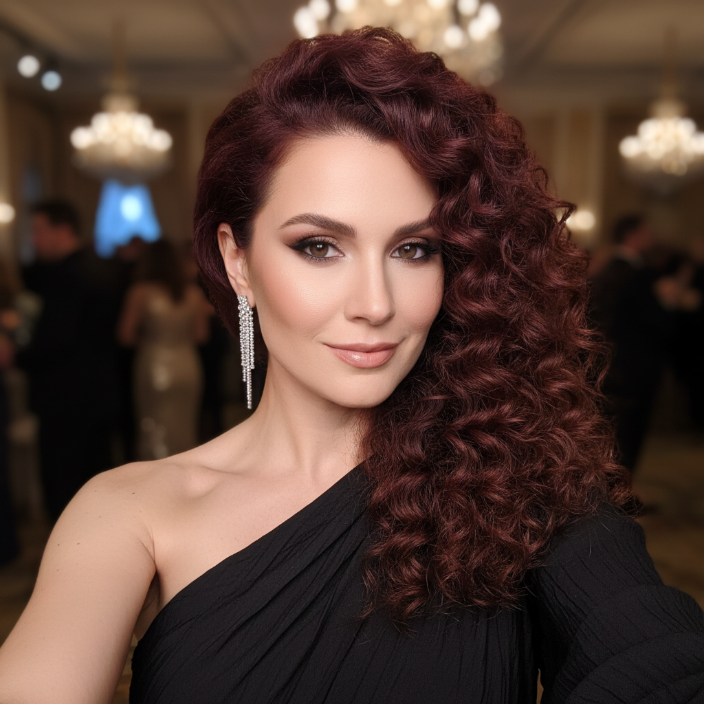Curly Side Sweep - Short curly hairstyle inspiration