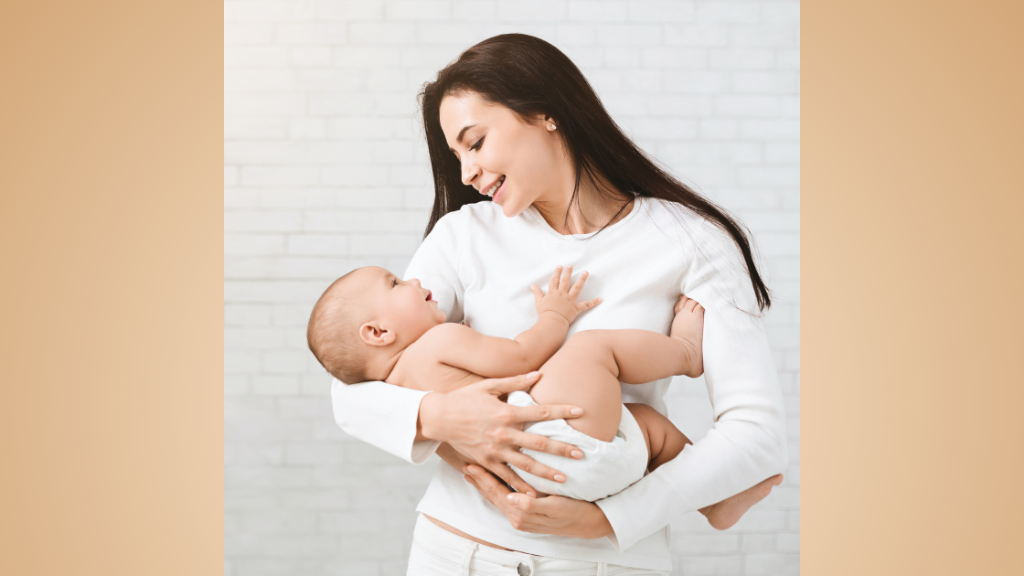 Moeder met baby na bevalling