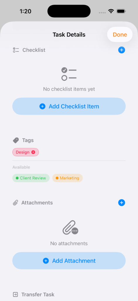 Checklist and attachments